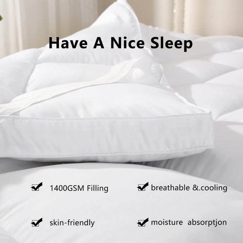 ANALIN Extra Thick Mattress Topper Full Bed Size.Breathable Cooling Mattress Pad Cover.100% Cotton Pillow Top Quilted Mattress Protect Bed Mattress Topper.1400GSM Soft Down Alternative Fill (54 * 75'') - Image 3